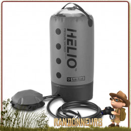 Douche portable compacte et légère, la douche Helio Pressure Nemo de volume 11 Litres est pressurisable par pompe à pied