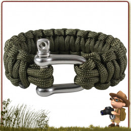 Bracelet survie Paracorde 300 cm avec manille