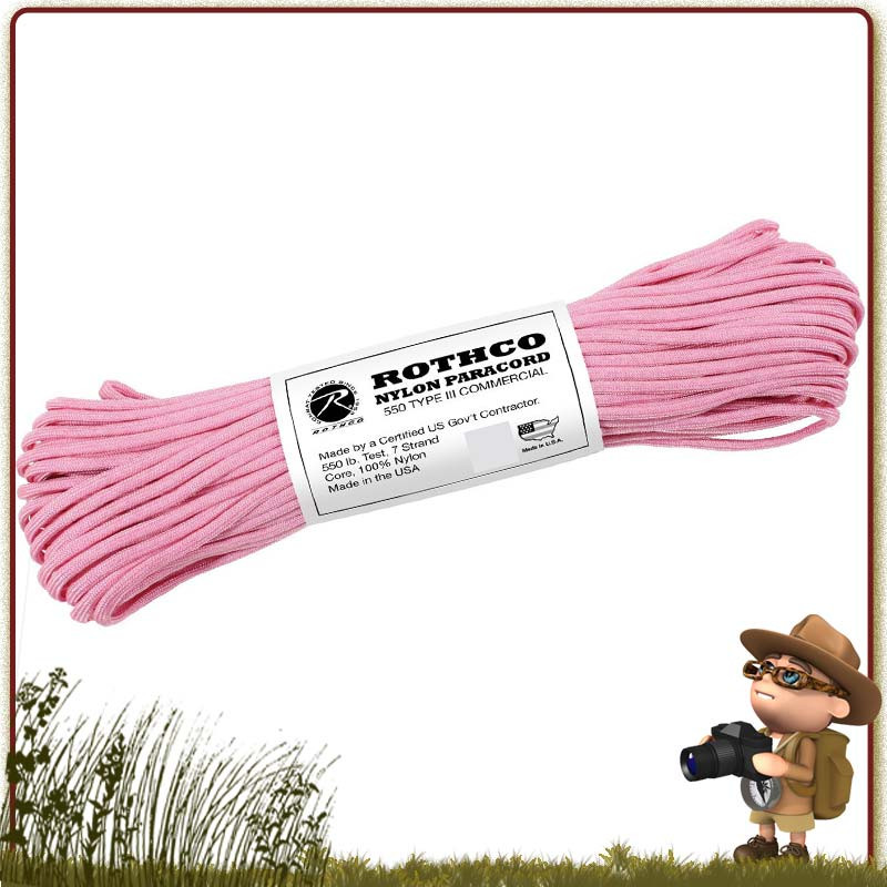 Paracorde Rothco rose PINK 15 mètres