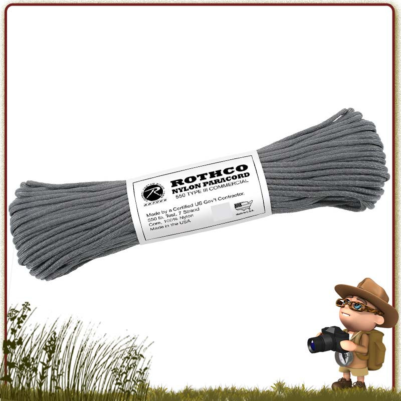 Paracorde Rothco CHARCOAL GREY 15 mètres