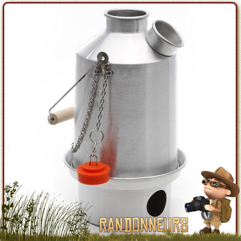 Bouilloire Réchaud Bois Bushcraft, Scout Kettle aluminium de 1.2 Litres KellyKettle pour bouillir de l'eau au feu de bois