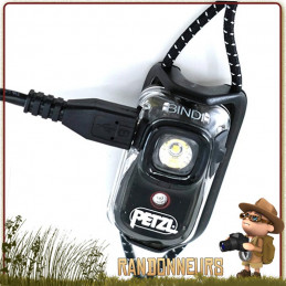 Lampe Frontale marche ultra légère PETZL Bindi Emeraude rechargeable de randonnée