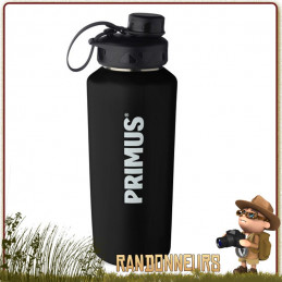 Gourde Trailbottle Inox Primus 1L Noire avec bouchon double ouverture pour randonner