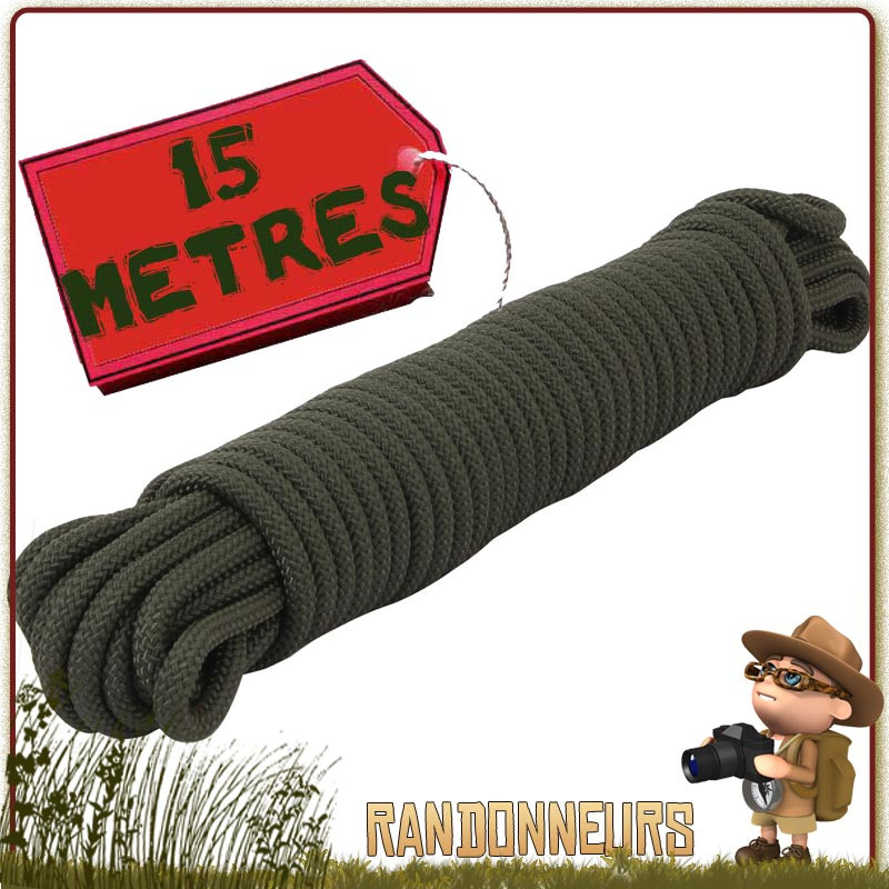 Corde Polypropylene à usage militaire 15 mètres OLIVE Rothco