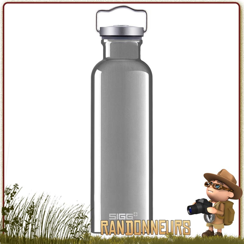 Gourde de randonnée aluminium, la gourde alu ORIGINAL 75cl de SIGG est maintenat conçue avec une large ouverture