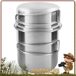 Set Handle Pot Inox 600 ml Tatonka cuisson feu de bois bushcraft