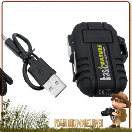 Briquet Tempête étanche Arc USB survie montagne tour de cou cable USB