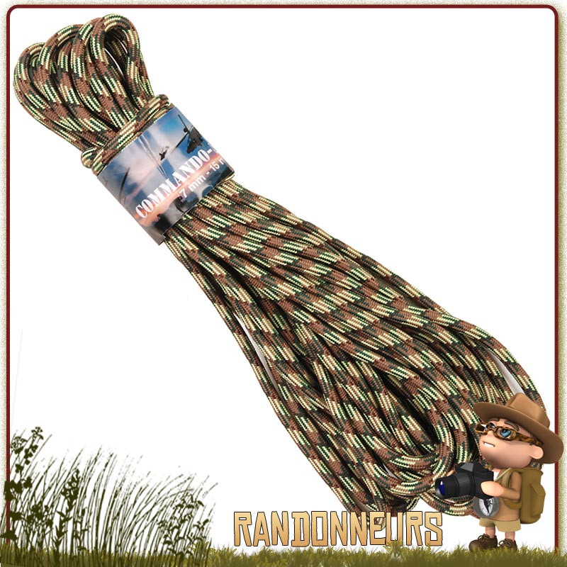 Corde Nylon bivouac bushcraft 7mm x15m Camo 101 Inc