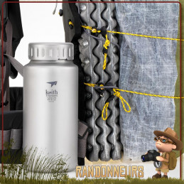 gourde bushcraft survie en titane keith 1.2 litres large ouverture randonnee ultra legere