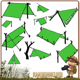 Kit Bache Tarp militaire survie Tactique Coyote 100 INC