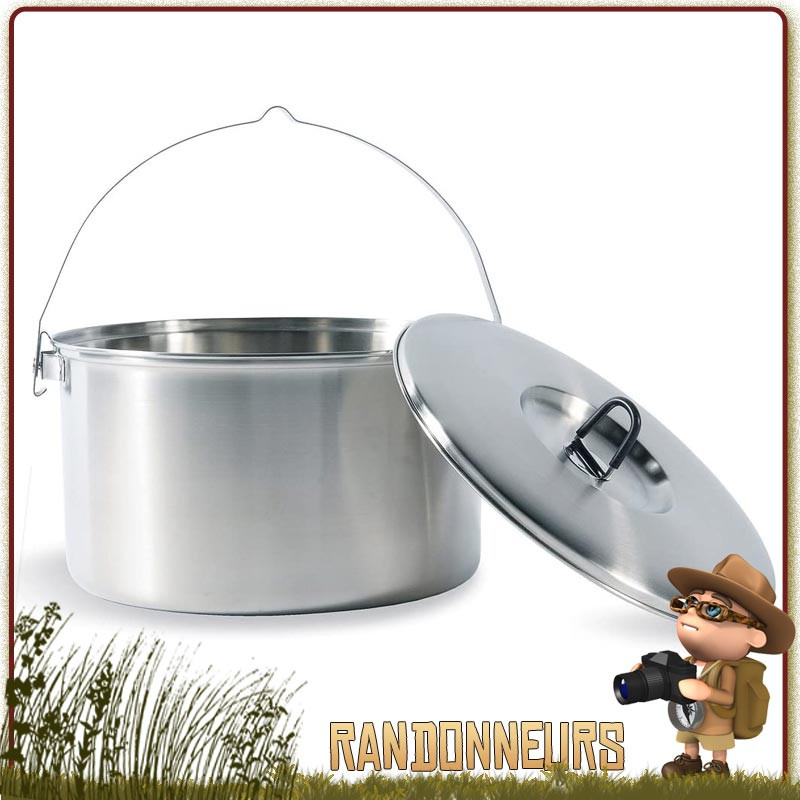 Pot cuisson bushcraft Familial Inox 3 Litres Tatonka pour la cuisine sur feu de bois camp