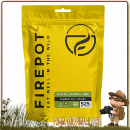 sachet repas deshydrate vegan Pâtes Bolognaise au soja Firepot