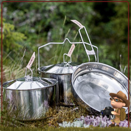 Set Popote Inox CampFire Small Primus acier inox 18/8 de 5 pièces Robustesse et polyvalence pour 1 à 3 personnes