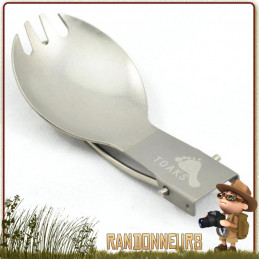 Spork Titane Pliable TOAKS ultra légère repliable sur manche filaire, idéale pour le bivouac léger et randonnée ultra light