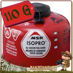 Cartouche de Gaz IsoPro 110g msr valve Lindal filetage 80% isobutane et 20% propane pour réchaud pocket rocket msr