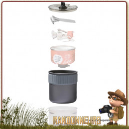 Popote Randonnée Trail Mini Duo MSR 2 personnes casserole alu HA de 1.2L couvercle passoire, pince preneuse gobelet gradué