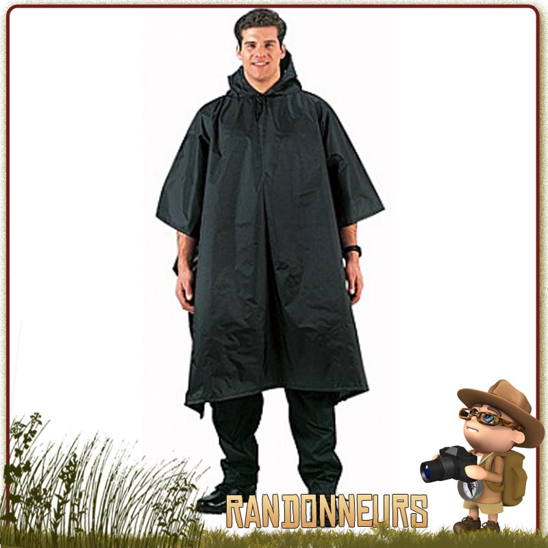 Poncho Tarp Militaire NOIR Rothco étanche ultra léger de bivouac bushcraft