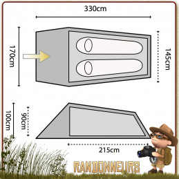 Tente Blackthorn 2 Highlander, une 2 places 3 trois saisons profilée pour tenue au vent, large ouverture avec abside