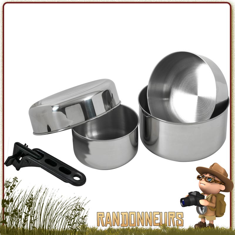 popote inox biwak 2 relags Robuste et compacte, popote inox idéale pour votre sac dos rando bushcraft nature