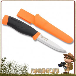 poignard bushcraft Mora Heavy Duty MG orange Lame en acier Carbone 10.5 cm, manche gomme orange extra large