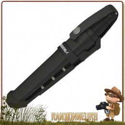 Couteau bushcraft Mora GARBERG Multi mount avec lame full tang acier Carbone 14C28N de 11 cm, manche gomme noir