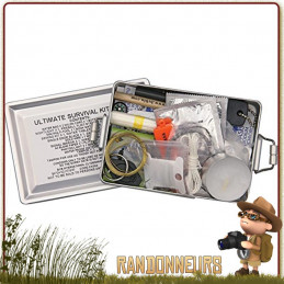 Kit survie ULTIME UK composée de tout le matériel de survie nécessaire, randonnée, bushcraft et aventures