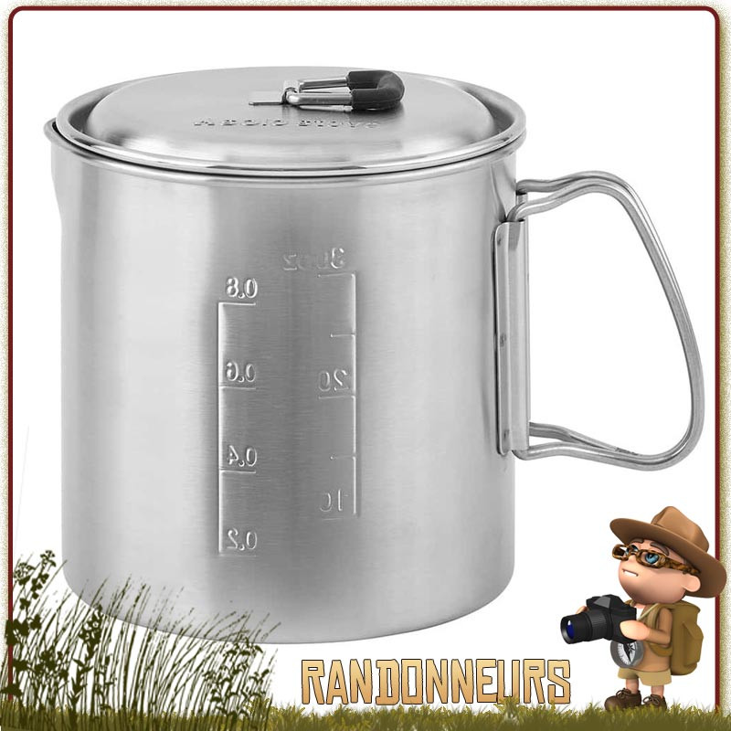 Pot inox 90 cl Solo Stove couvercle passoire. durable, le Pot 900 permet d'intégrer à l'intérieur le réchaud bois Solo Stove