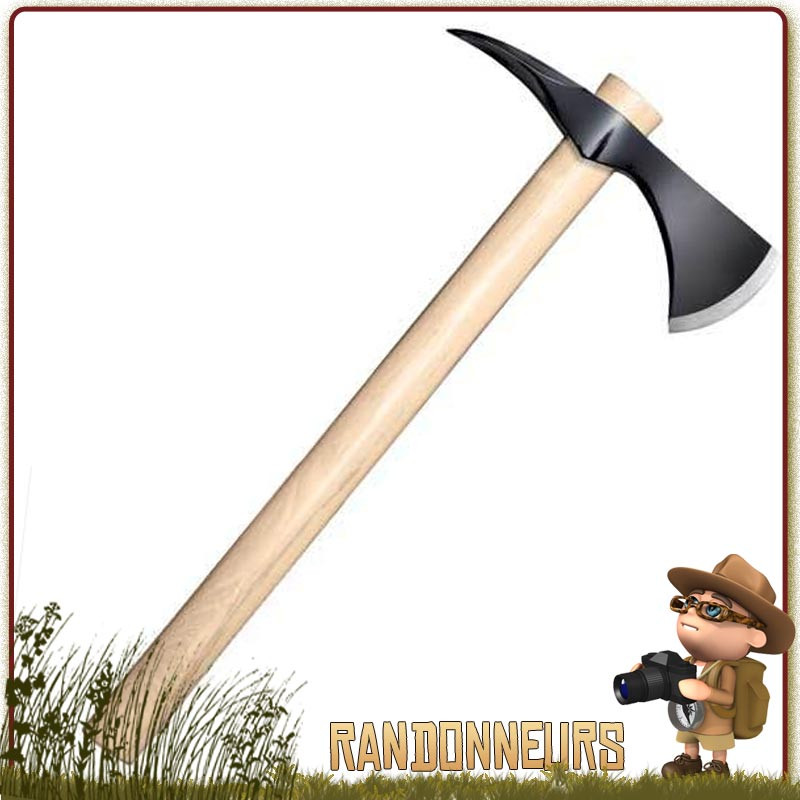 Hache Spike Hawk Cold Steel, ultra robuste, manche en bois, longueur totale 55 cm acier haute teneur en carbone 1055