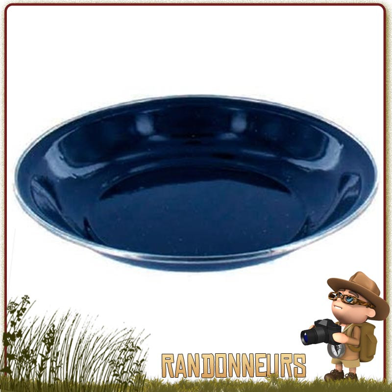 Assiette à soupe de camping tôle émaillée BLEUE highlander Vaisselle tôle émaillée pour le camping bushcraft survie