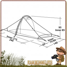 Tente Starlight 1 place ROBENS tente de randonnée bikepacking proposant un espace généreux et ouvertures mesh anti condensation