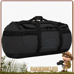 Sac transport étanche Duffle Bag Storm KitBag 90L Noir Highlander résistant pour expedition raid moto enduro